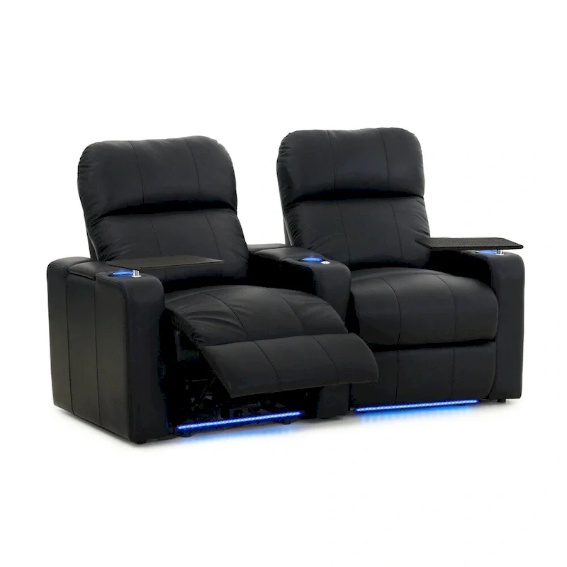 Power Leather Home Theater Seating Set — Row of 2