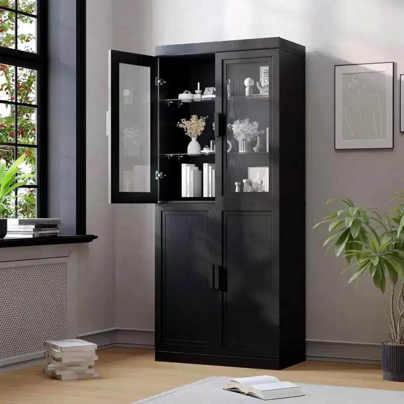 Glass Door Locker, Solid Color Minimalist Style, Free Combination Of Modules, Stretchable Laminates Suitable For Multi - Scene Storage
