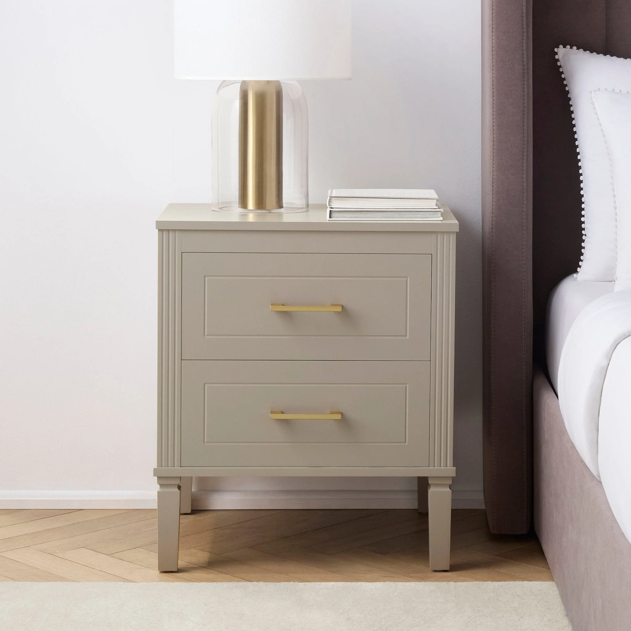 2 Drawer Bedside Table - Taupe