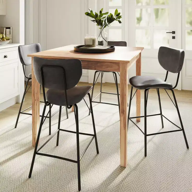 Jofran,Modern Faux Leather Split-Back Upholstered Counter Height Barstool (Set of 2)