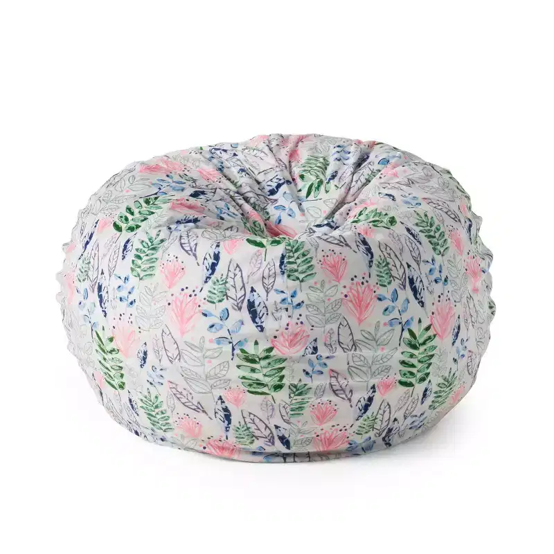 3' Modern Fabric Bean Bag Leaf Blossom Print/White