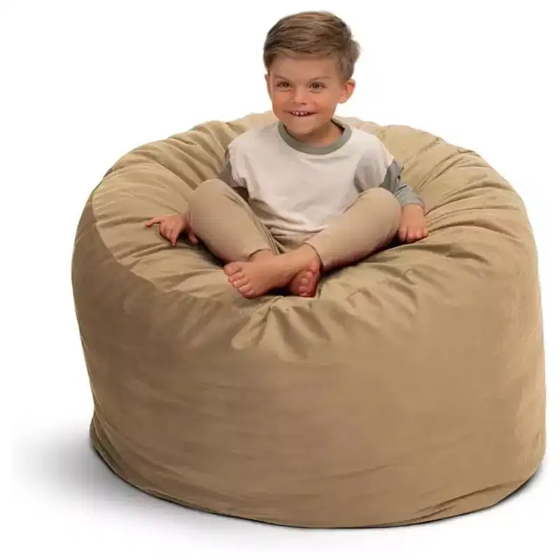 3ft Bean Bag Chair, Oversized Indoor Comfy Lounger, Camel Suede