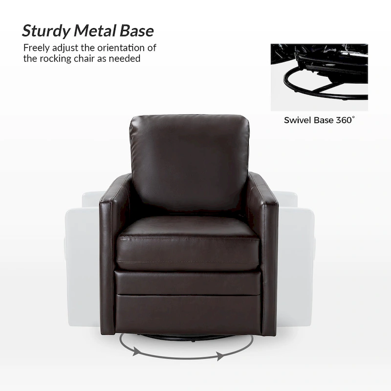 Terrance Transitional Swivel Faux Leather Barrel Chair with Metal Base Set of 2