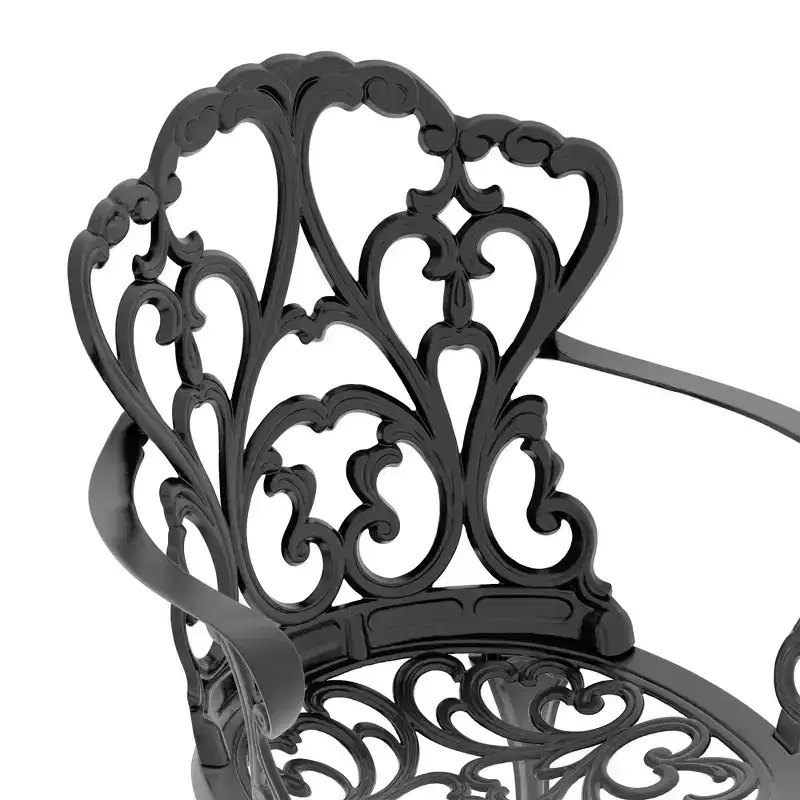 Set of 4 Cast Aluminum Patio Dining Chairs, Black Rust Resistant Frame with Water Resistant Cushions