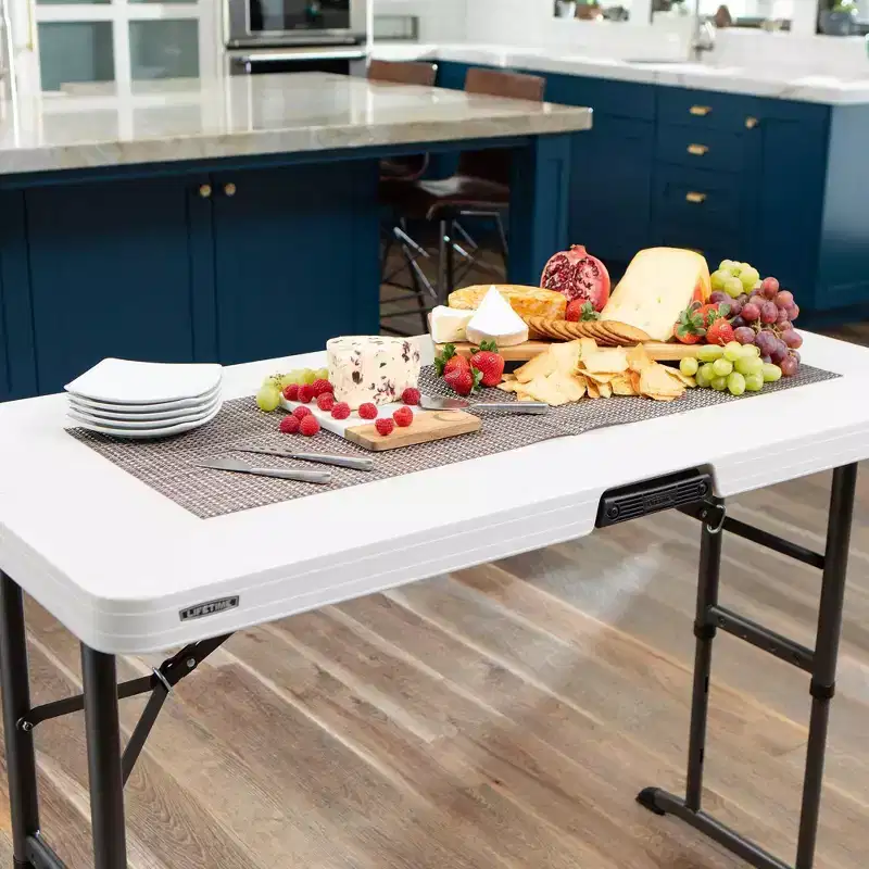 4ft Adjustable Height Commercial Grade Folding Table, White