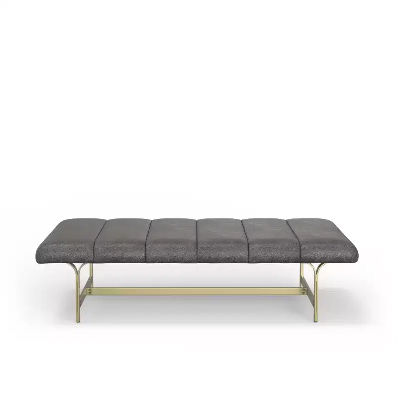 eLuxury Studio A Upholstered Vegan Leather Coffee Table with Metal Base