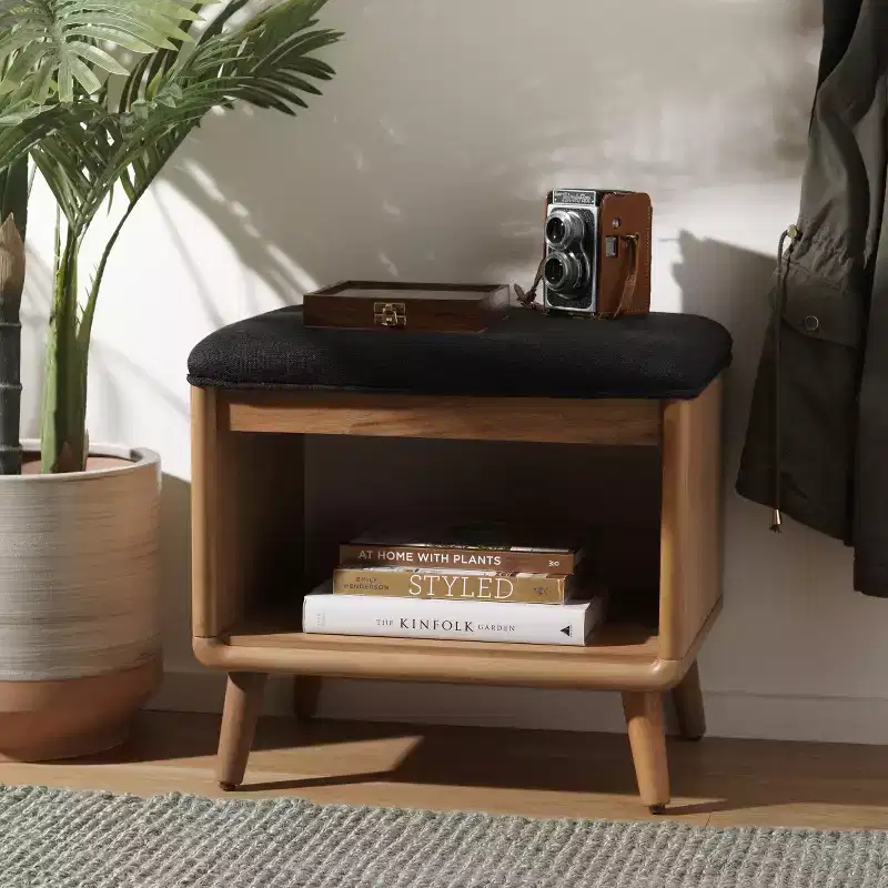 Open Shelf Bench With Cushion