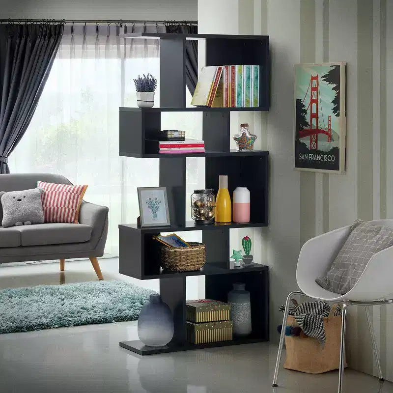 5-Cube Freestanding Corner Ladder Bookshelf – Display Rack & Bookcase