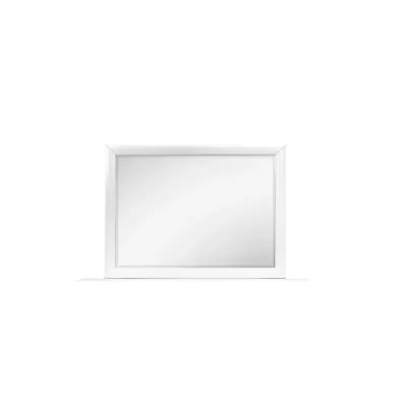 White Framed Mirror with Simple Contemporary Design Elegant Bedroom Accent for Dressers