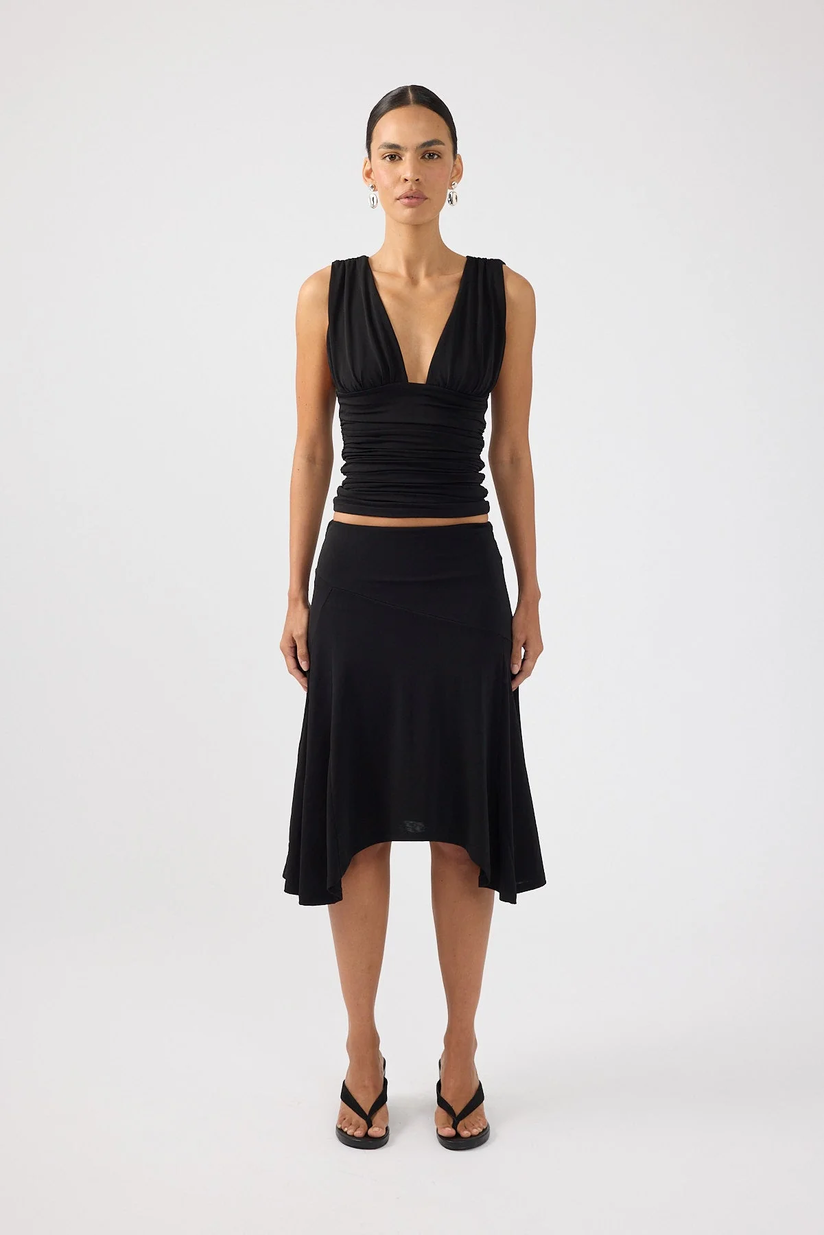 Asymmetrical Midi Skirt Black