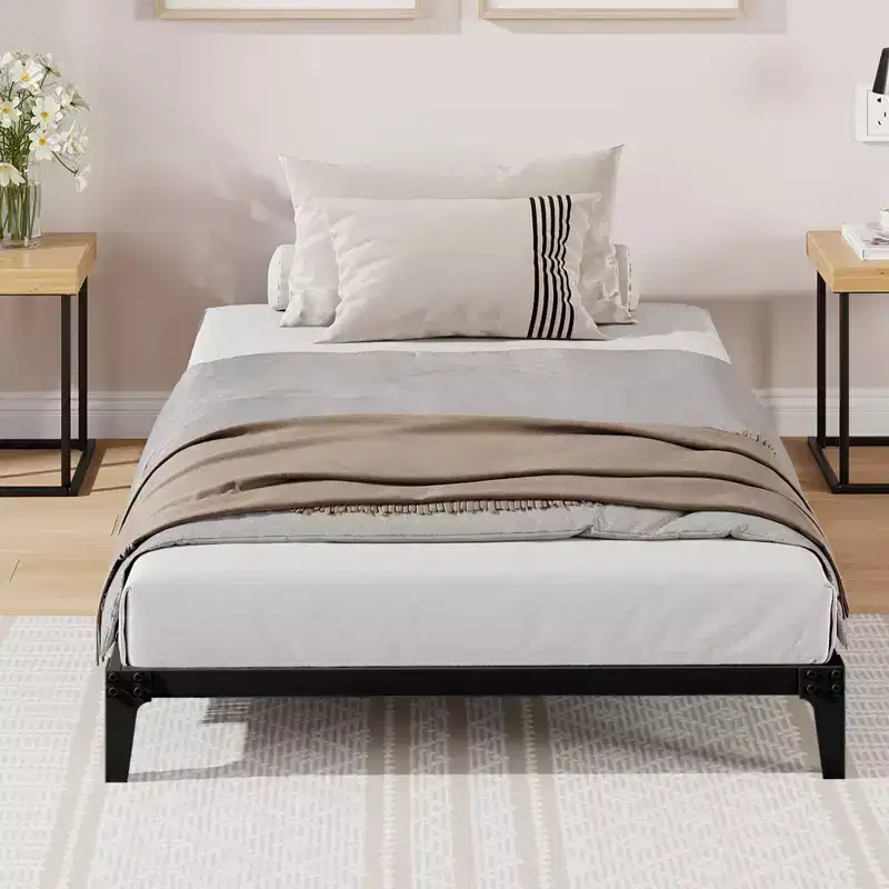 Low Bed Frame, Metal Platform Bed Frame, Heavy Duty Noise Free Bed Frame with Metal Slat Support and Strong Bearing Capacity, No Box Spring Needed