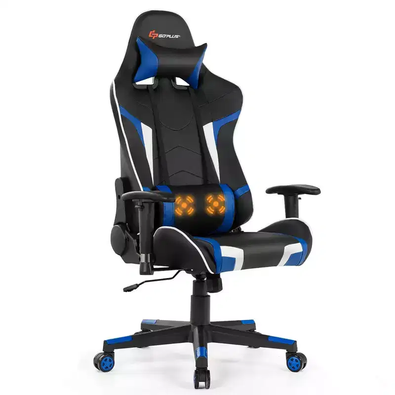 Massage Gaming Chair Reclining Swivel Racing Office Chair w/Lumbar Support