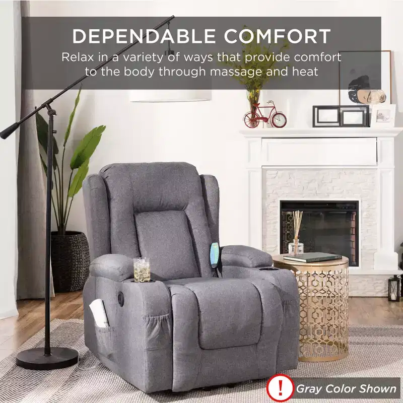Best Choice Products Electric Power Lift Linen Recliner Massage Chair Furniture w/ USB Port, Heat, Cupholders