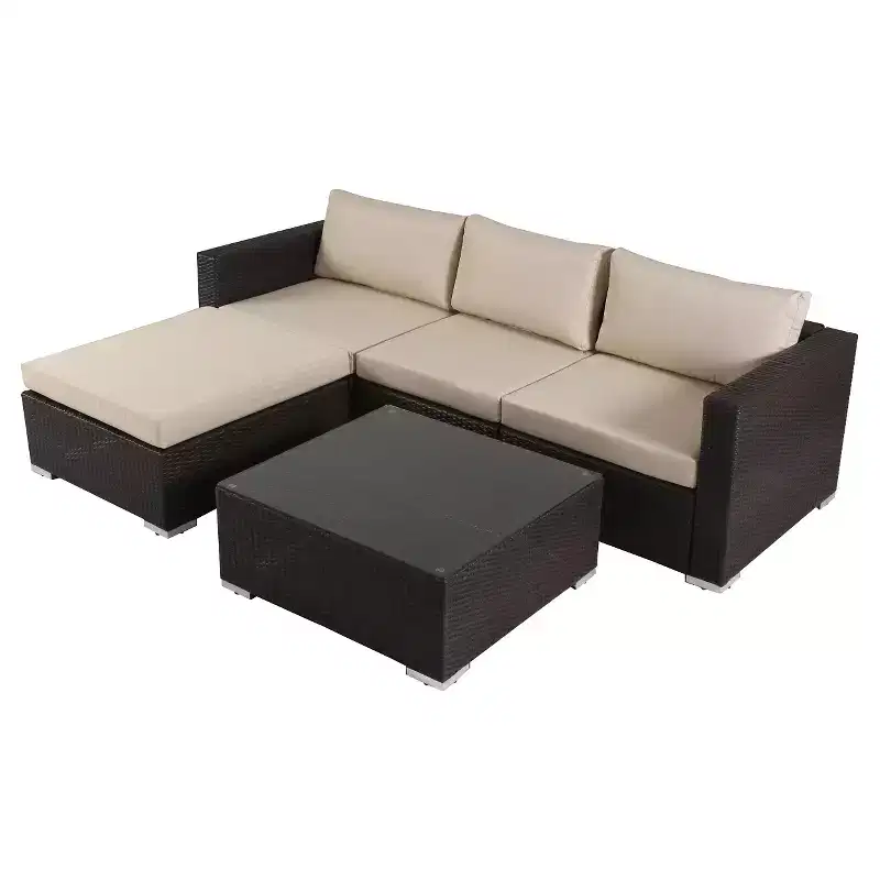 Santa Rosa 5pc Wicker Patio Seating Sectional Set with Cushions: Outdoor Furniture, Deep Seat - Christopher Knight Home