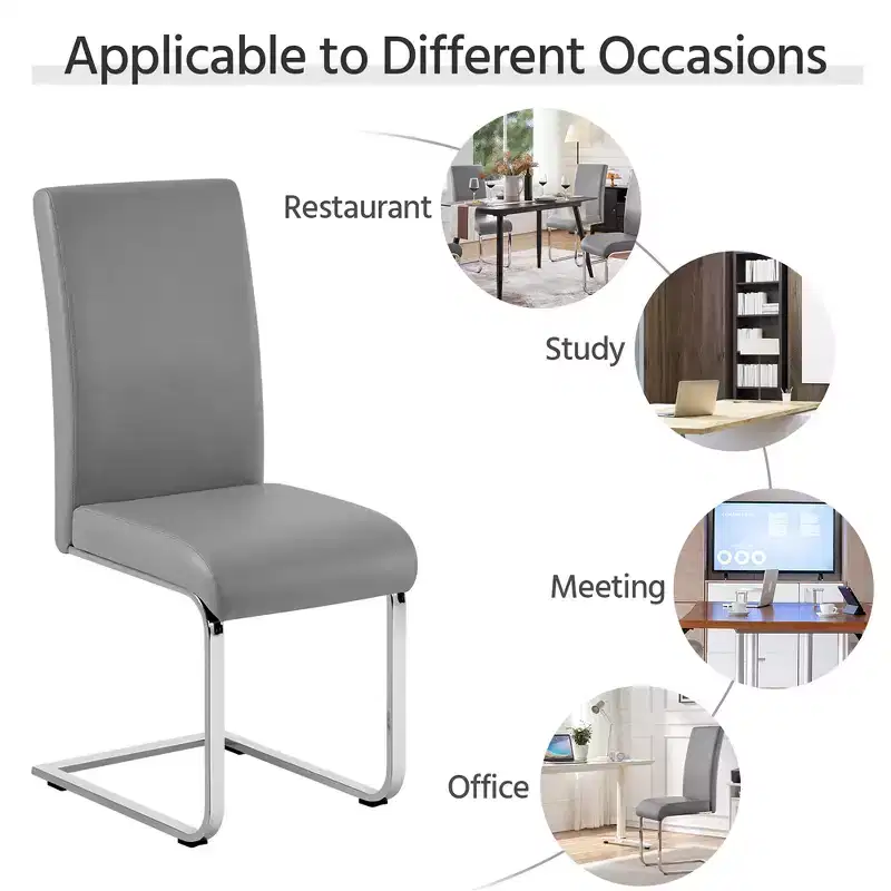 Yaheetech Set of 4 Faux Leather Dining Chairs with Metal Legs