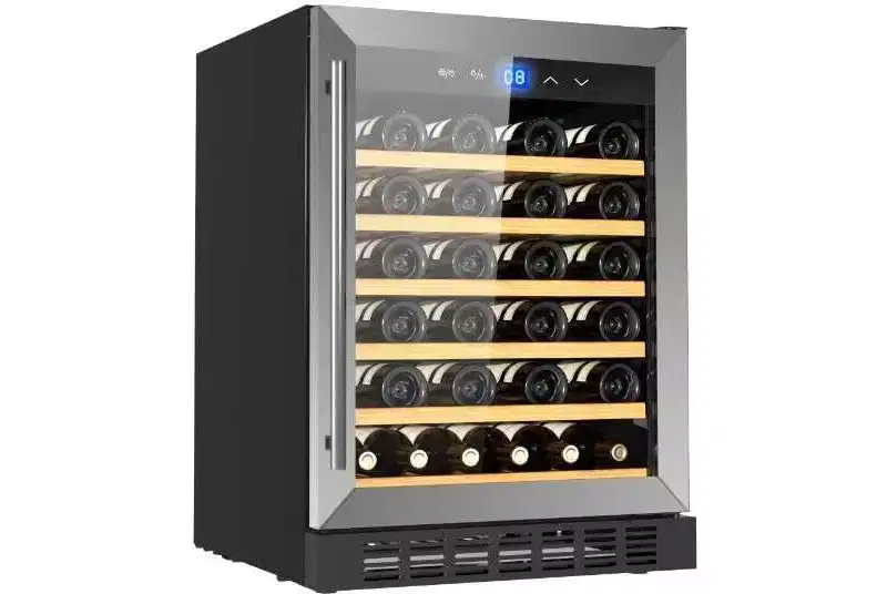 46-Bottle Built-In/Freestanding Wine Cooler  Single Zone Wide Temp Range (4164F), Touch Control & Metal Design | Perfect for Home