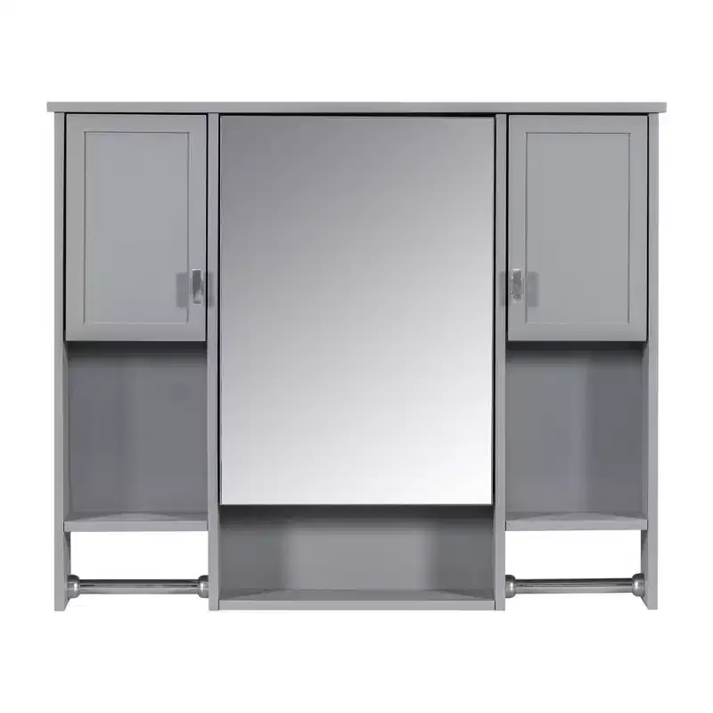 35'' x 28'' Bathroom Medicine Cabinet With Mirror Towels Bar Bathroom Wall Mounted Cabinet Wooden Hanging Cabinet Medicine Cabinets
