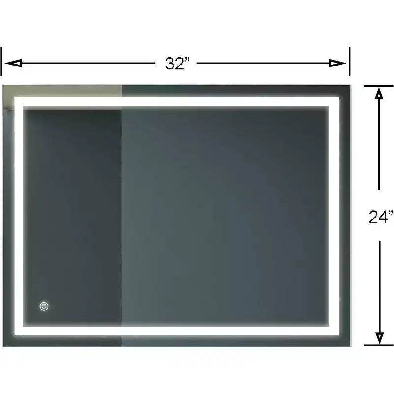 32 x 24 Inch LED Bathroom Mirror with Anti-Fog and Dimmable Light