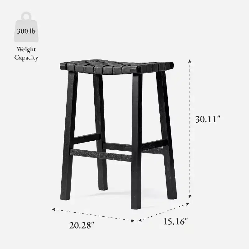 Maven Lane Noah Backless Bar Stool with Faux Leather 30