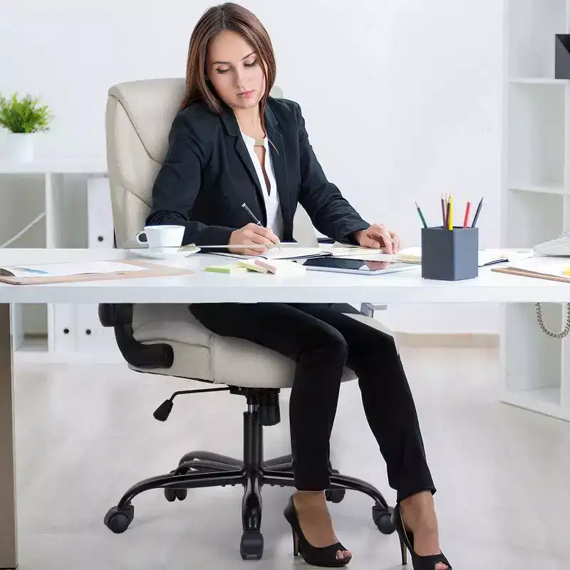 Ergonomic PU Leather Office Chair,High Back Executive Desk Chair with Flip-Up Armrests & Dynamic Lumbar Support,275LB Capacity
