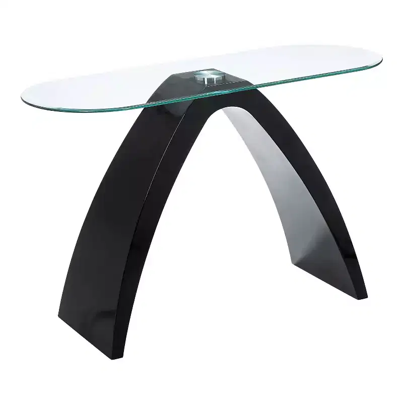 Tempered Glass Top Sofa Table with Curved Legs 47