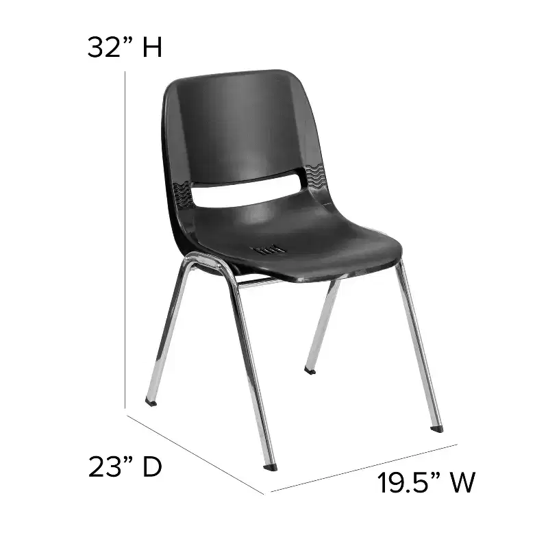 4-Pack Ergonomic Shell Stack Chair with Chrome Frame, 880 lb Capacity, 18