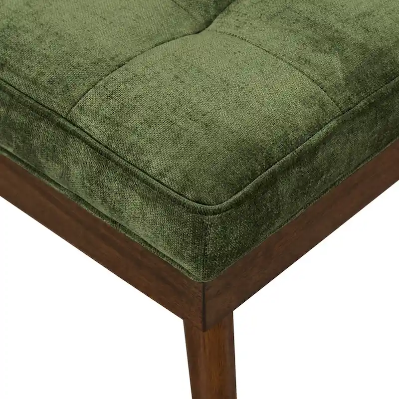 Poly & Bark Luca Fabric Bench - Tufted Seat with Solid Wood Legs