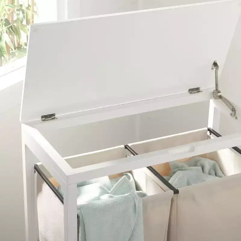 Leanna Laundry Basket with Wheels - STG1900 - White/Beige - Safavieh