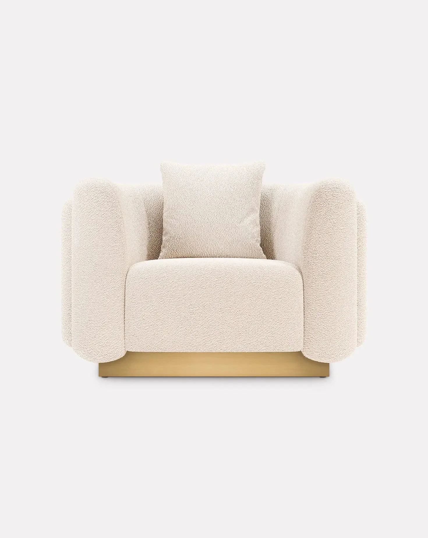 Wave-Inspired Brass Base Upholstered Lounge Armchair