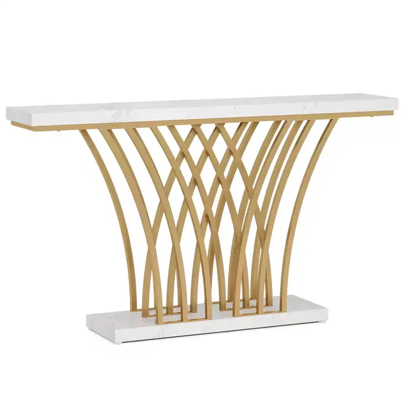 Tribesigns Grid-Shaped Metal Base Console Table