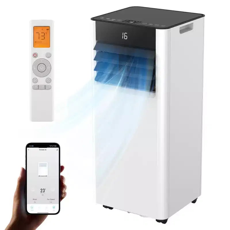 Simzlife Smart Portable Air Conditioner 8000 BTU Fast Cooling AC for Room up to 250 Sq.Ft, 3 in 1 Function, APP Control, Ultra-Quiet, White
