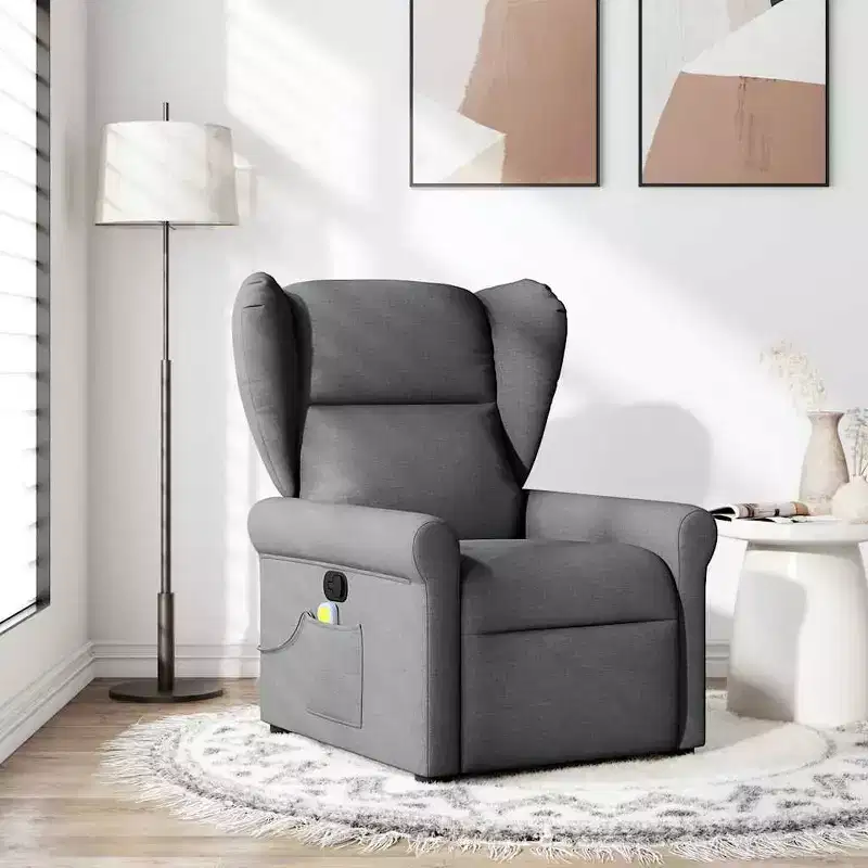 vidaXL Massage Recliner Chair Dark Grey Fabric
