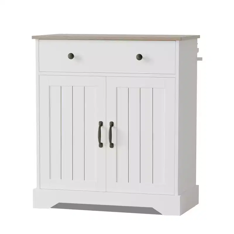 29.5'' Buffet Cabinet with Adjustable Shelves, Versatile White Wood Coffee Bar Cabinet with Doors for Dining Room Storage and Kitchen Pantry