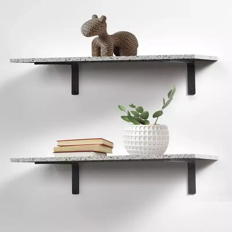 Shelf Bracket, 16 x 6 in 4 Pcs, Heavy Duty Floating Shelf Brackets, Brackets for Shelves, 10mm Thick Matte Black L Shelf Bracket,Black