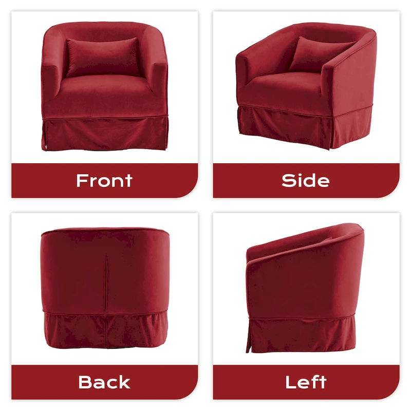 Ouyessir Upholstered Swivel Barrel Chair 360 Degree Accent Chair Fabric Armchair