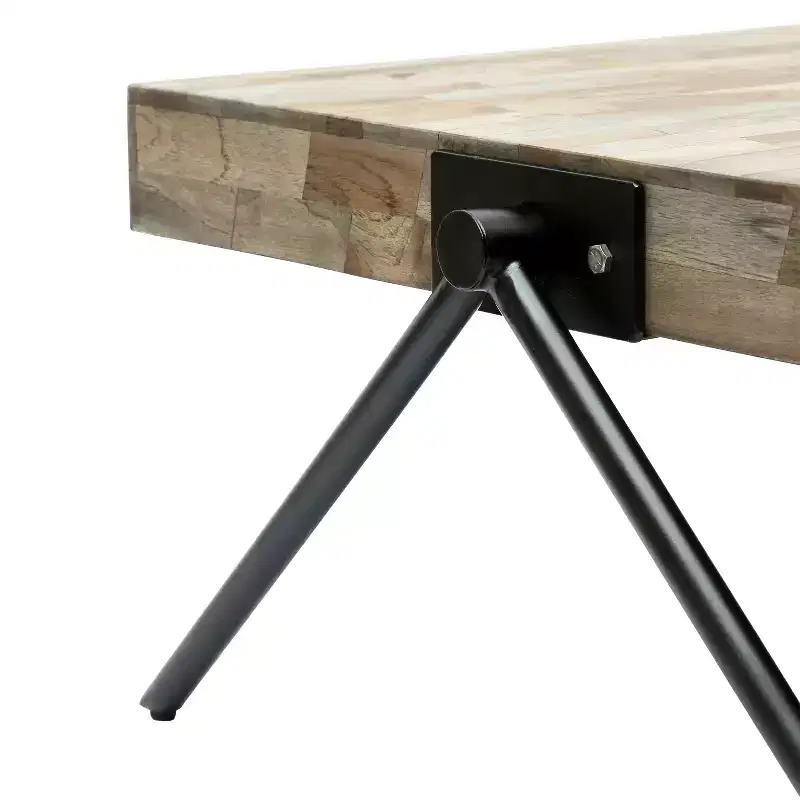 28W Coffee Table Cocktail Table Center Table, Mango Wood, Modern Industrial Design - Merax