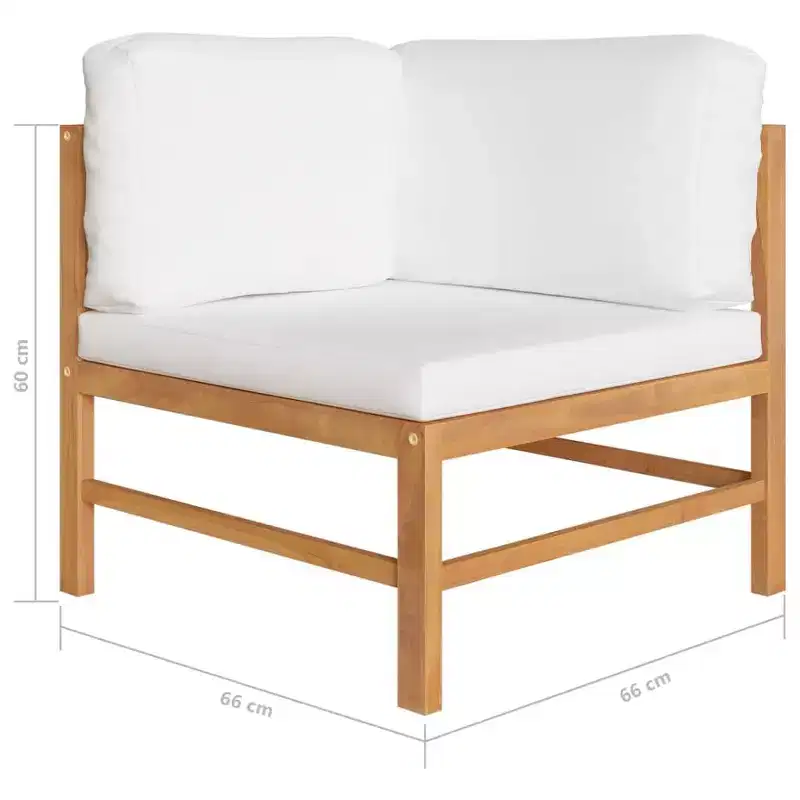 vidaXL 2-seater Patio Bench with Cream Cushions Solid Teak Wood