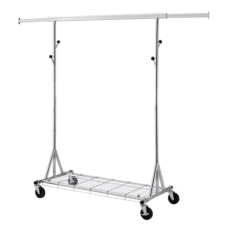 68 600LBS Heavy-Duty Rolling Clothes Rack, Collapsible Iron Commercial Garment Rack (Portable Hanger for Bedroom)