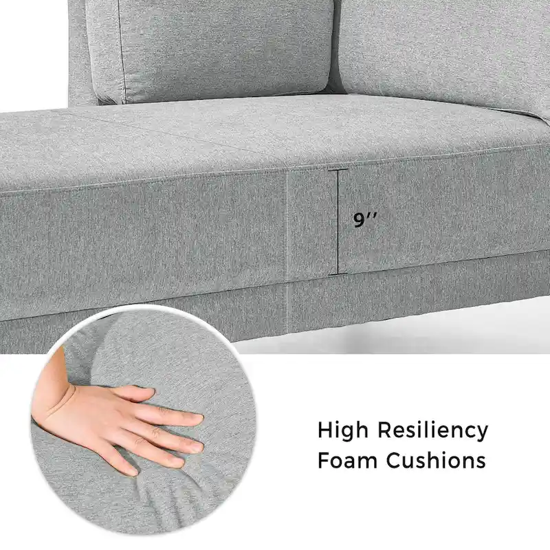 Mid-Century Modern Upholstered Chaise Lounge Sofa