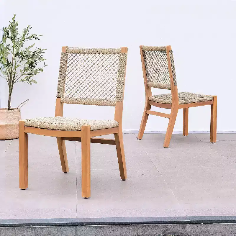 Sonoma Lane Azle 5pc Teak Outdoor Patio Dining Set with Honey Twist Wicker - Weather-Resistant