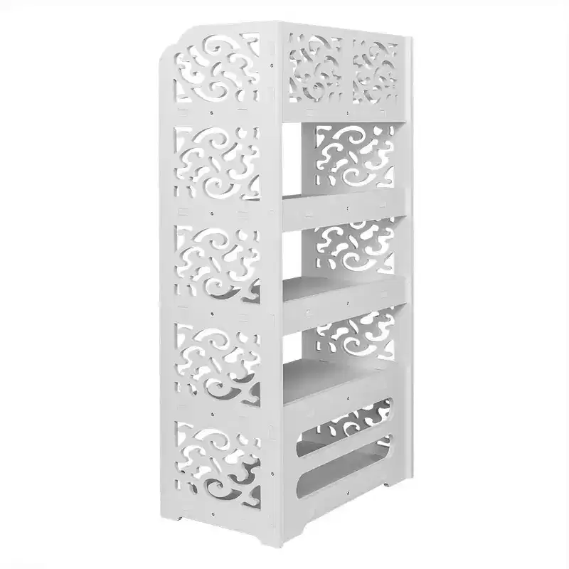 5-Tier White PVC Freestanding Shoe Rack, 16.54