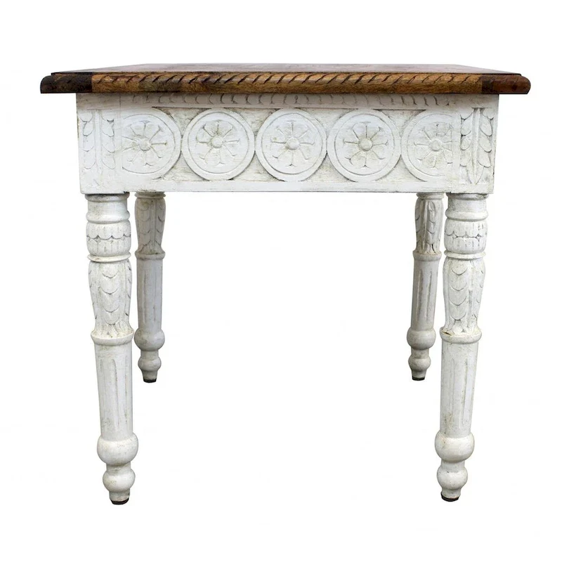24 Ivory And Brown Solid Wood Square End Table - 24