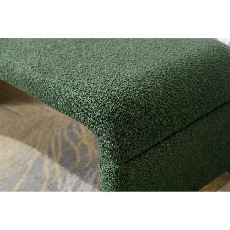 New Boucle Fabric Ottoman Footstool Bedroom Bench Shoe Bench With Gold Metal Legs
