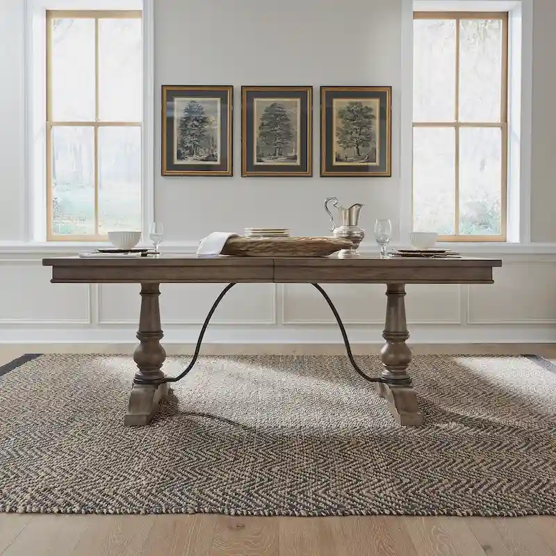 Americana Farmhouse Dusty Taupe Trestle Table