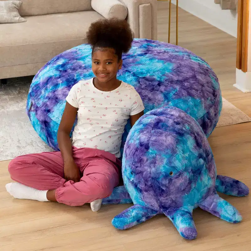 Raven-Symon Huggy the Octopus Sea Buddy Large Kids Stuffed Animal Bean Bag and Pouf