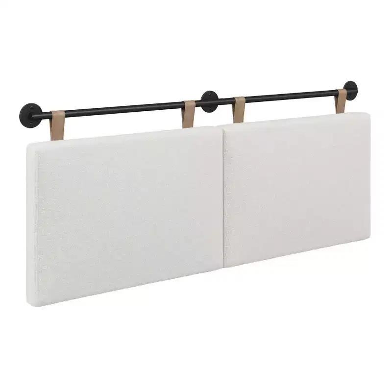 Full/Queen Charlie Boucle Kids' Headboard Cream - Nathan James: Wall Mounted MDF Upholstered Headboard