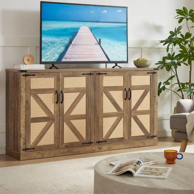 Barn Door Rustic Style Storage Cabinet