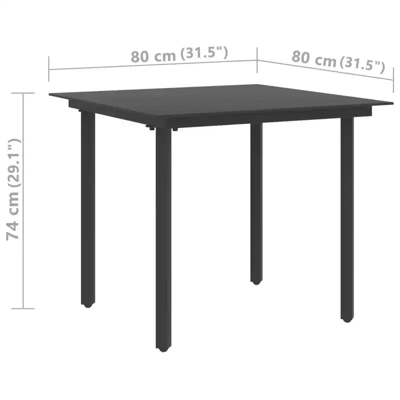 vidaXL Dining Set Black PVC rattan Medium Durable Dining Set Square