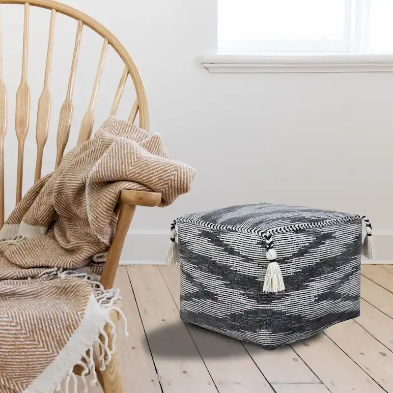 Gray Modern Electrostatic Geometric Pouf Ottoman