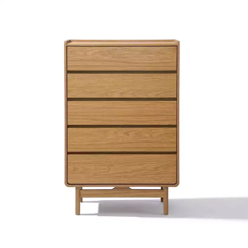 Summer Oak Engineered Wood 48.5-Inch Tall 5-Drawer Bachelor Chest Brown